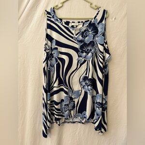 Avenue Blue and White Floral Tank Top